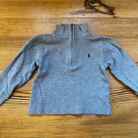 Polo Ralph Lauren gray long sleeve thermal half zip sweater SIZE 2T - Picture 1 of 3